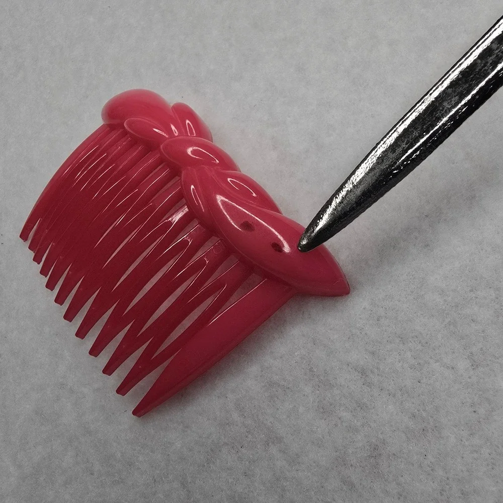 Vintage 1981 Hair Side Tuck Combs Set 2 Buch + Deichmann Denmark Pink Bow